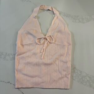 Pink Halter Top with Tie Front